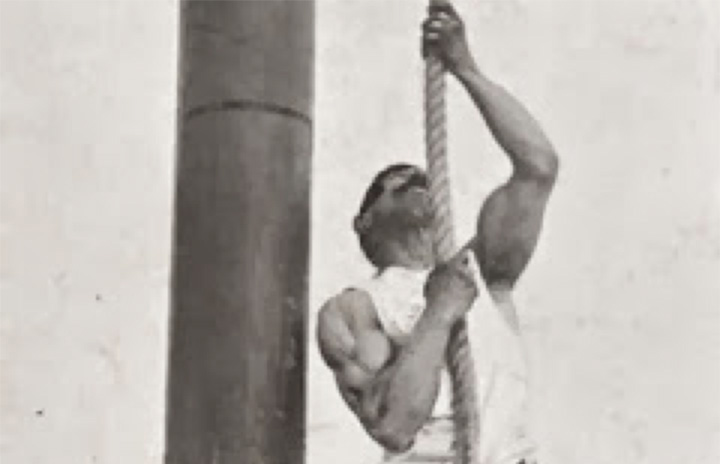 Olympischer Seilkletterer Vintage Foto