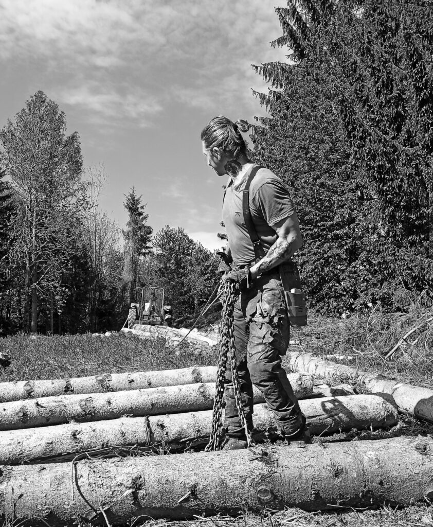 Henri beim Holzmachen